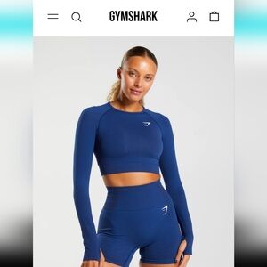 Gymshark Women's Blue Long Sleeve Crop Top